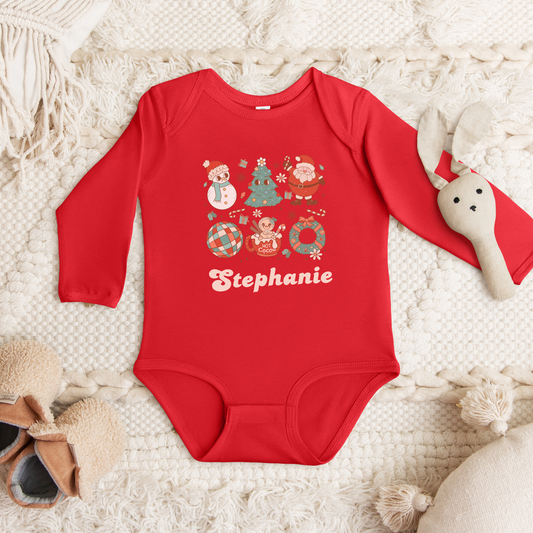 Custom Name Christmas Baby Romper