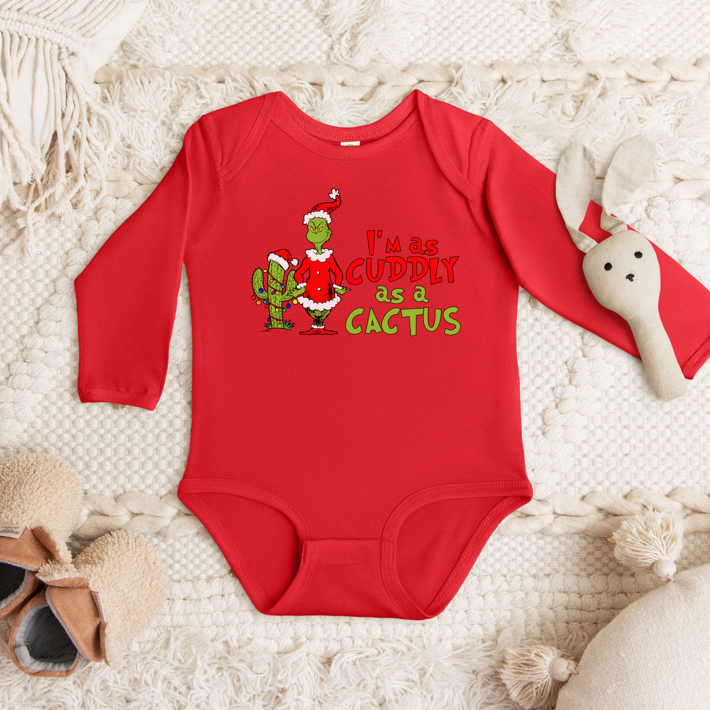 I'm As Cuddly As A Cactus Christmas Baby Romper