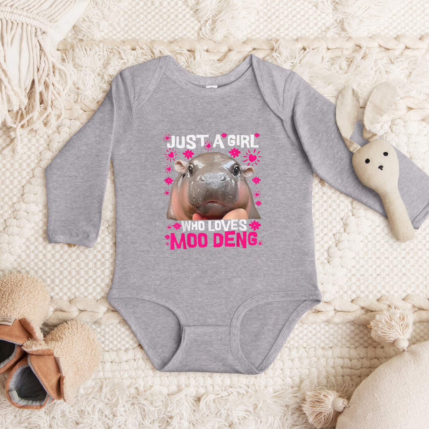 Just A Girl Who Loves Moo Deng Baby Romper