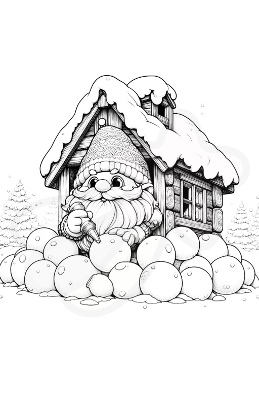 Hello Winter: Gnome Snow Fun 58 Coloring Pages