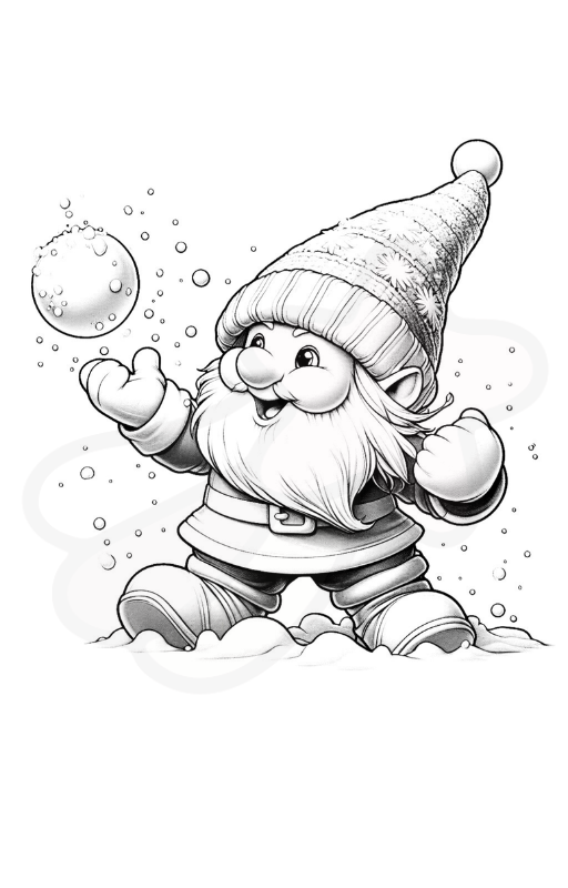 Hello Winter: Gnome Snow Fun 58 Coloring Pages