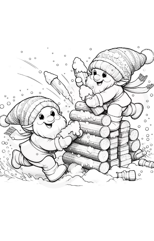 Hello Winter: Gnome Snow Fun 58 Coloring Pages