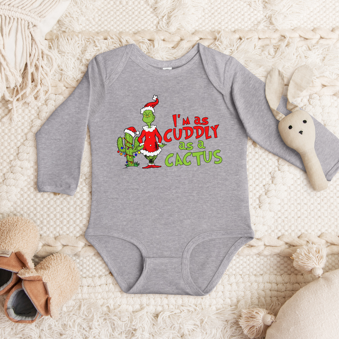 I'm As Cuddly As A Cactus Christmas Baby Romper