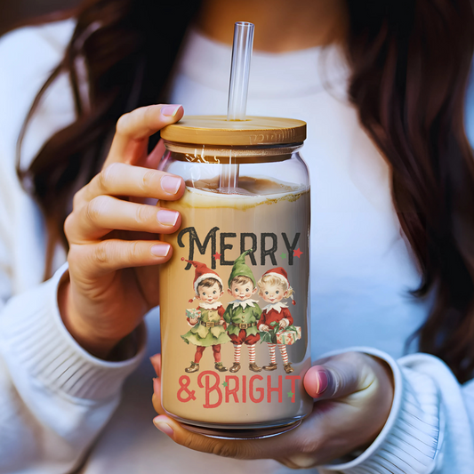 Merry & Bright Glass Tumbler