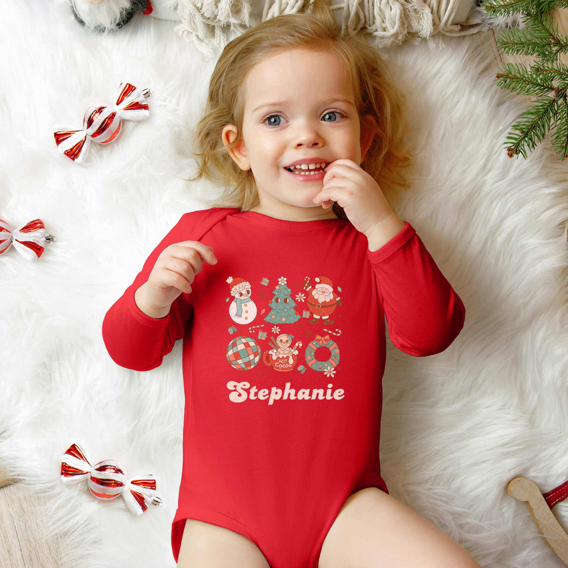 Custom Name Christmas Baby Romper