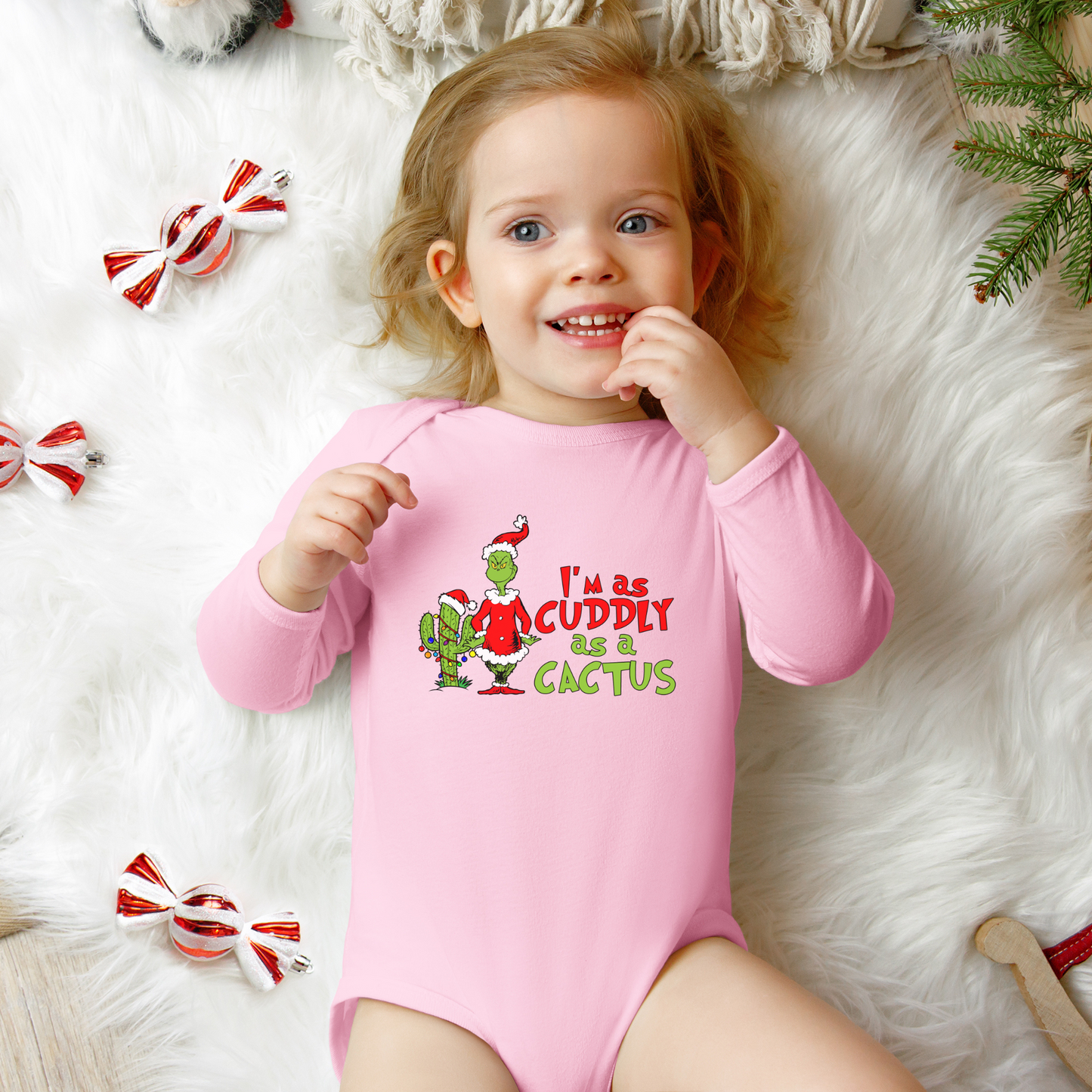 I'm As Cuddly As A Cactus Christmas Baby Romper