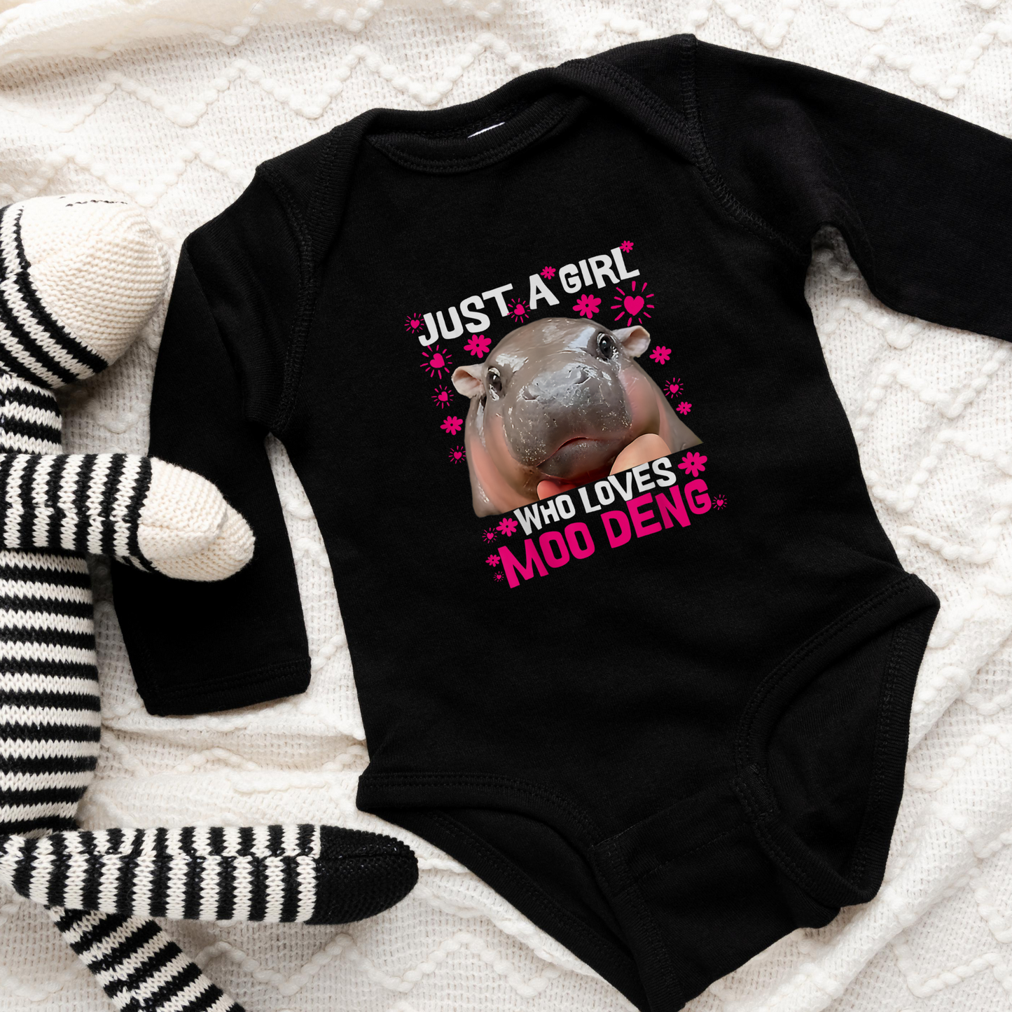 Just A Girl Who Loves Moo Deng Baby Romper