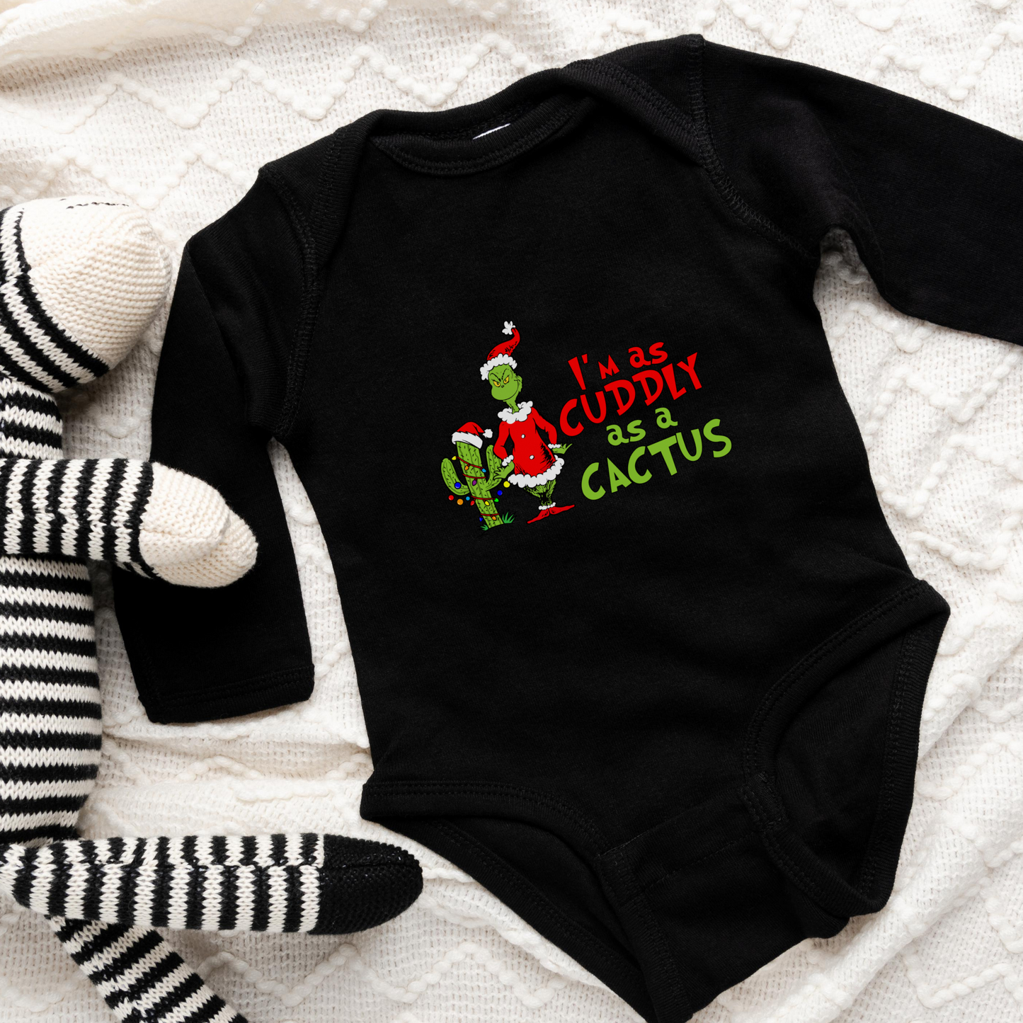 I'm As Cuddly As A Cactus Christmas Baby Romper