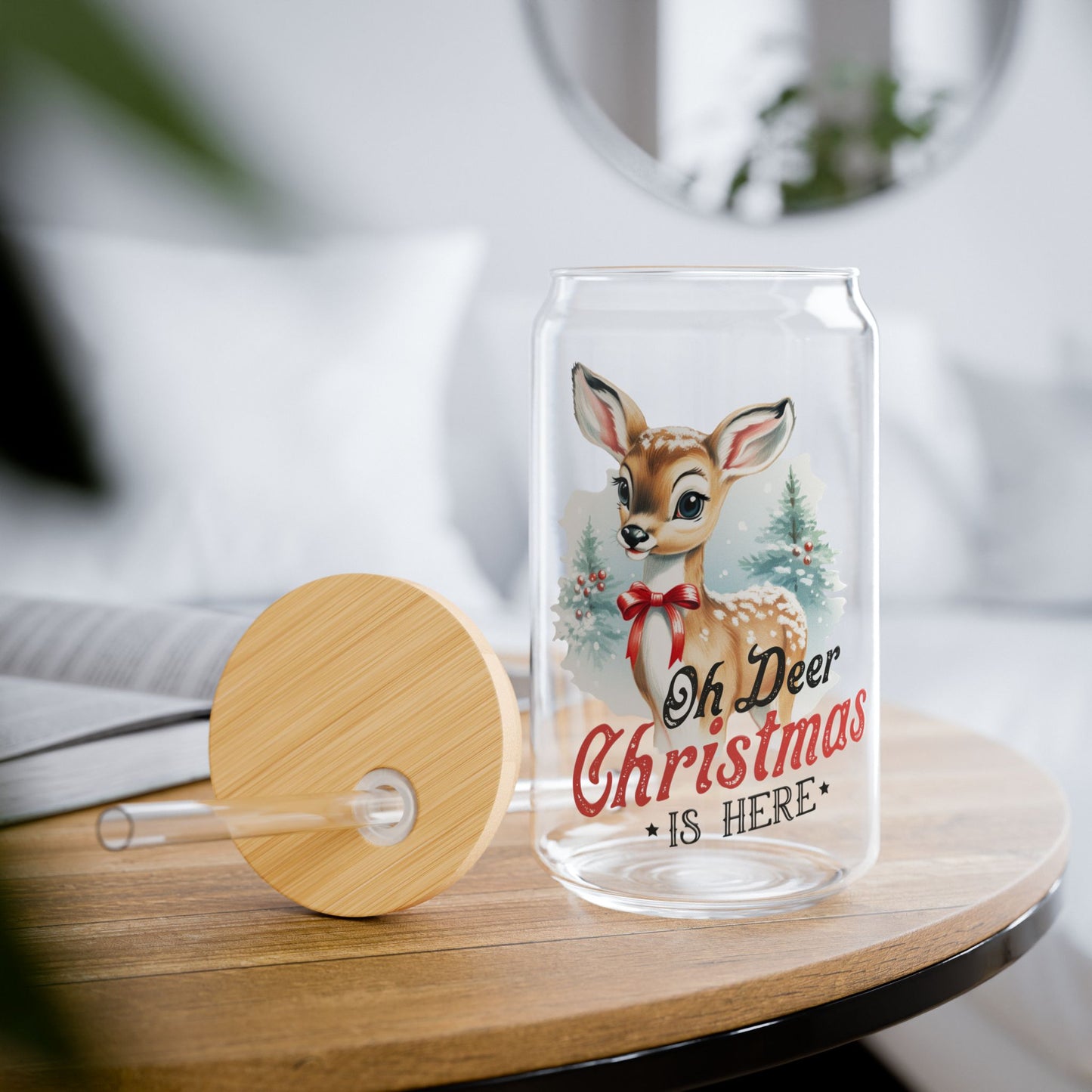 Oh Deer Christmas Is Here Glass Tumbler