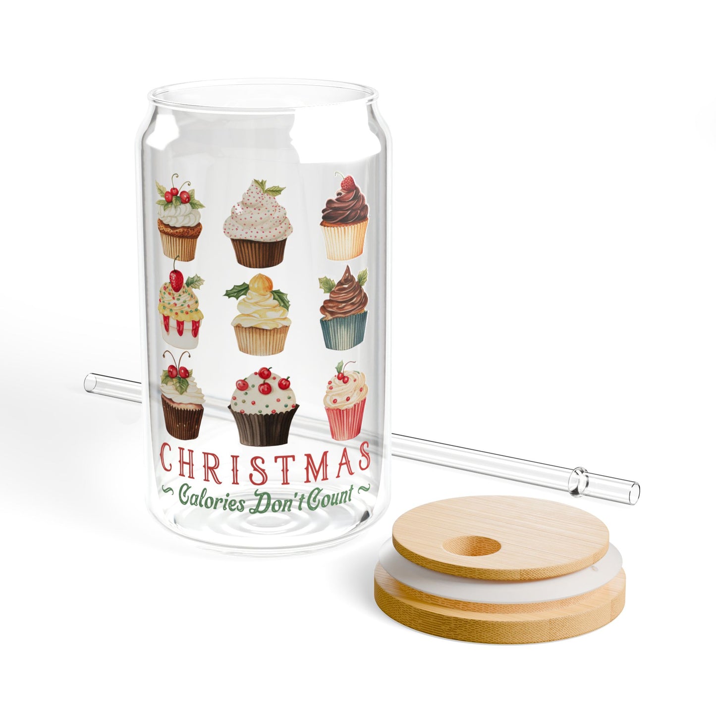 Christmas Calories Don't Count Cupcakes Glass Tumbler