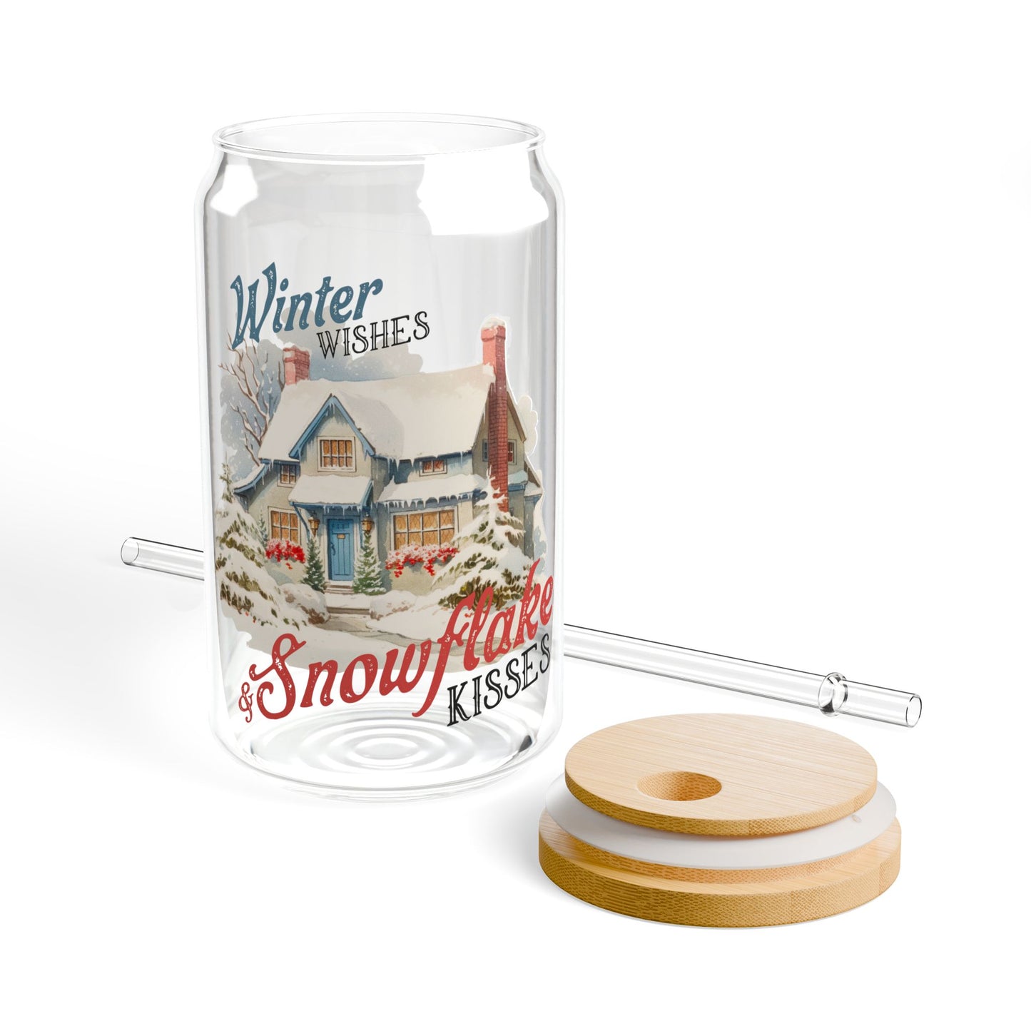 Winter Wishes & Snowflake Kisses Glass Tumbler