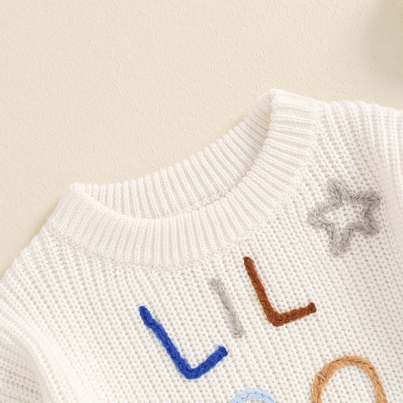 Big Bro Lil Bro Letter Embroidery Baby Sweater