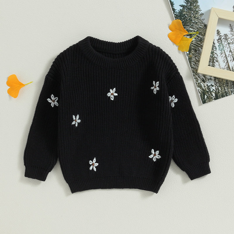 Flower Embroidery Baby Sweater