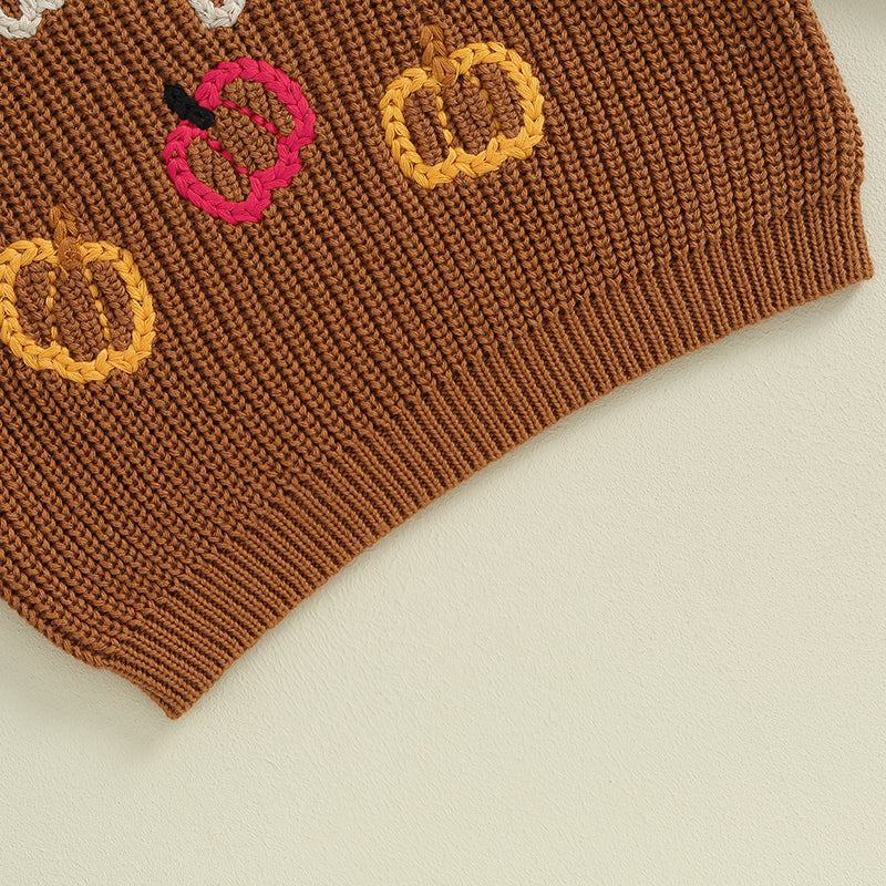 Halloween Pumpkin Embroidery Sweater