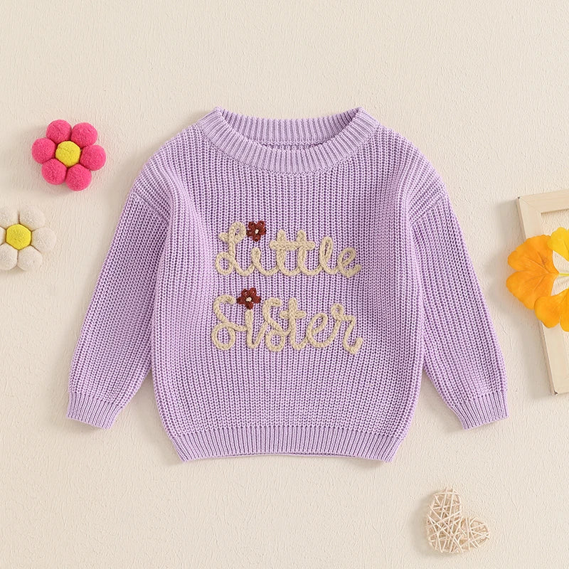 Little Sister Floral Embroidery Baby Sweater