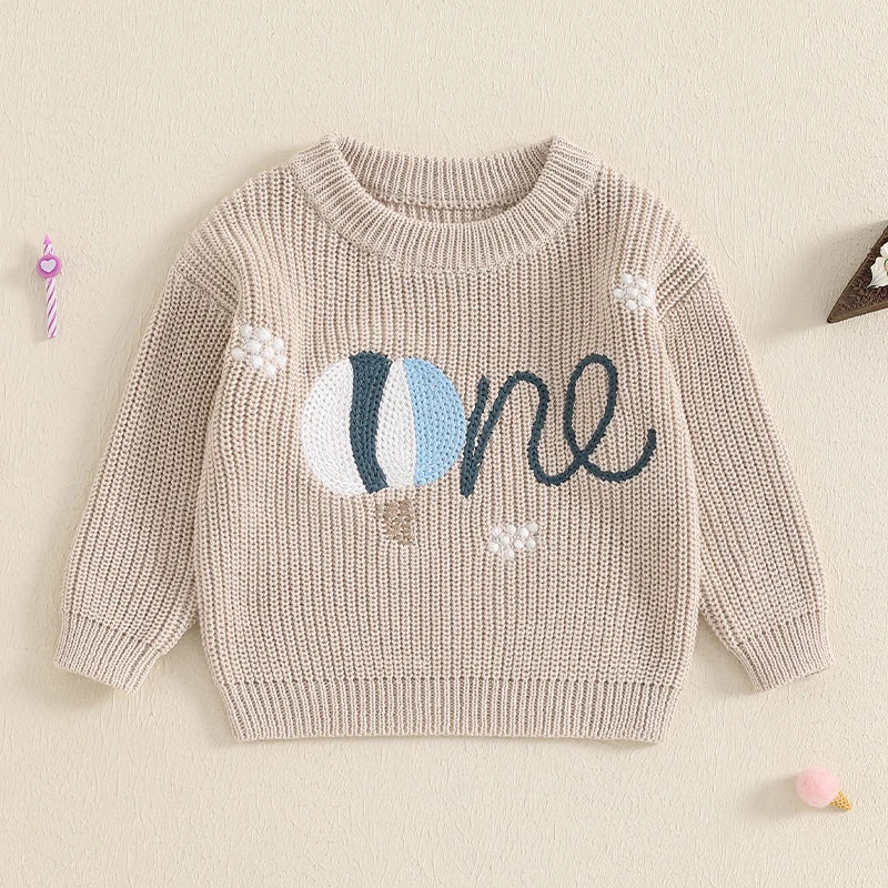 Baby 1st Birthday Embroidered Sweater