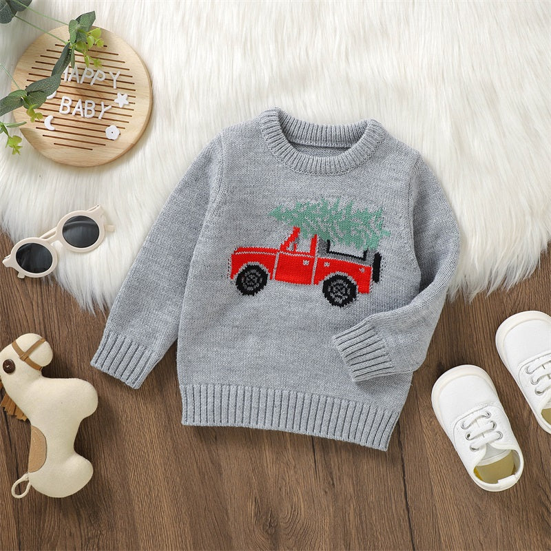 Cartoon Car Long Sleeve Christmas Sweater