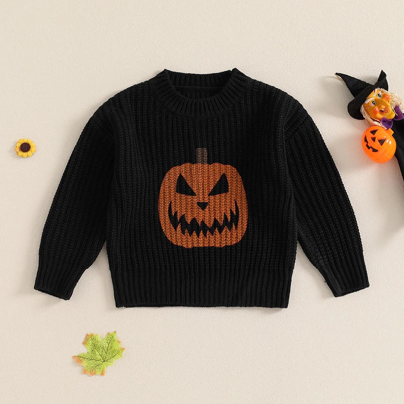 Halloween Embroidered Pumpkin Baby Sweater