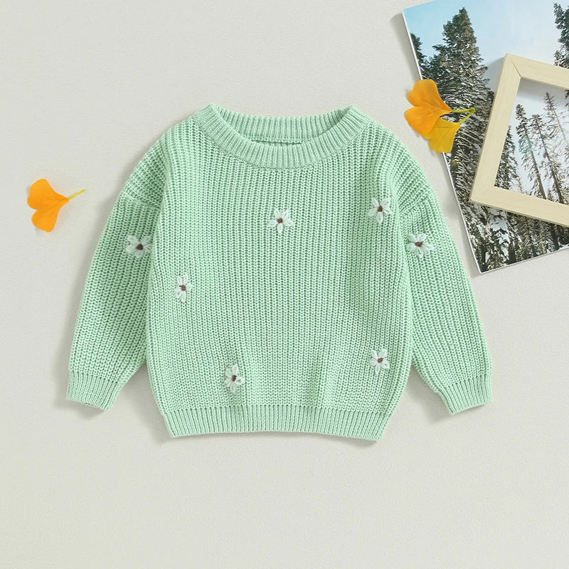 Flower Embroidery Baby Sweater