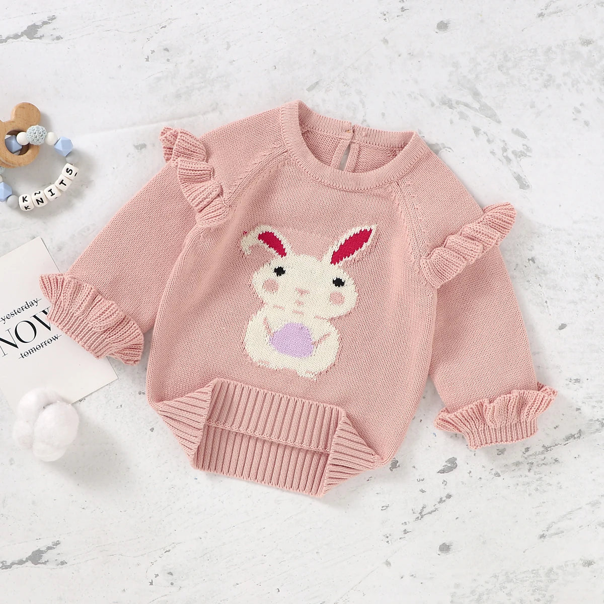 Embroidered Bunny Baby Sweater