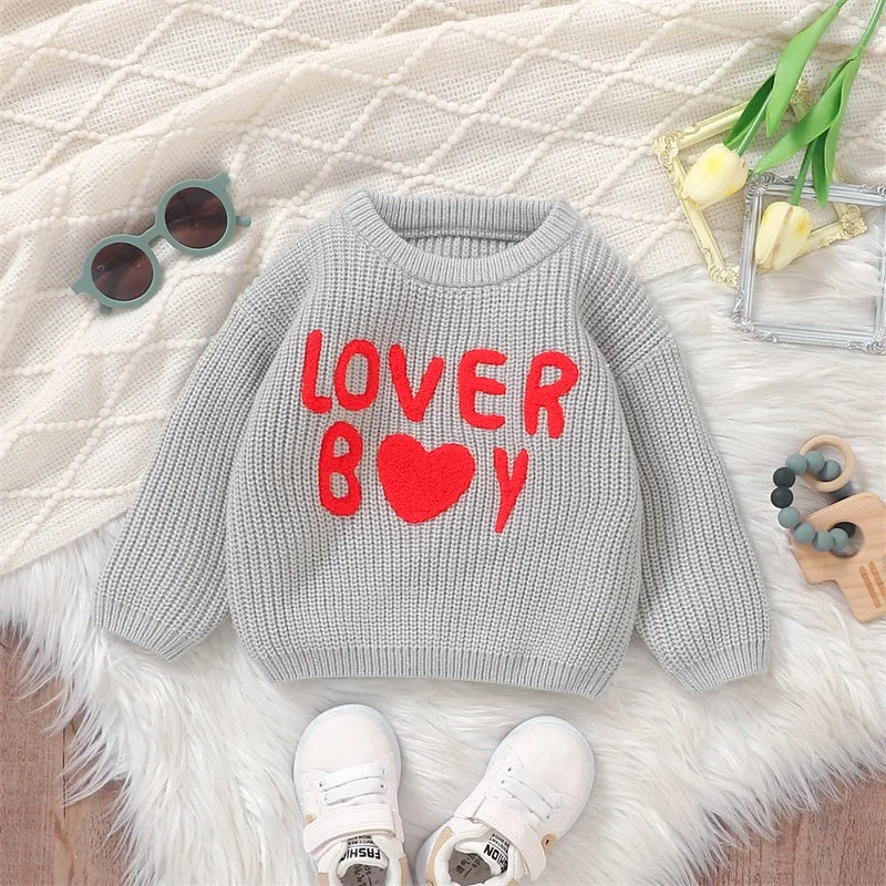 Lover Boy Letter Embroidery Sweater