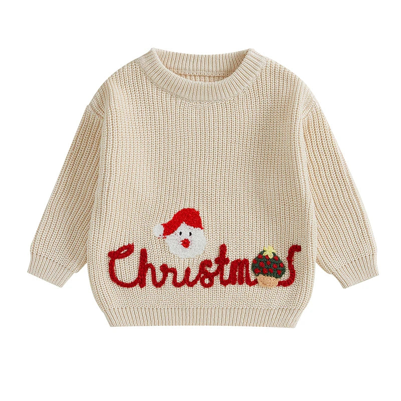 Santa Embroidery Christmas Baby Sweater