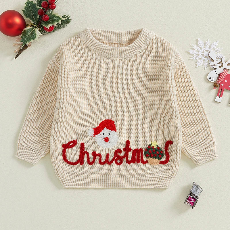 Santa Embroidery Christmas Baby Sweater