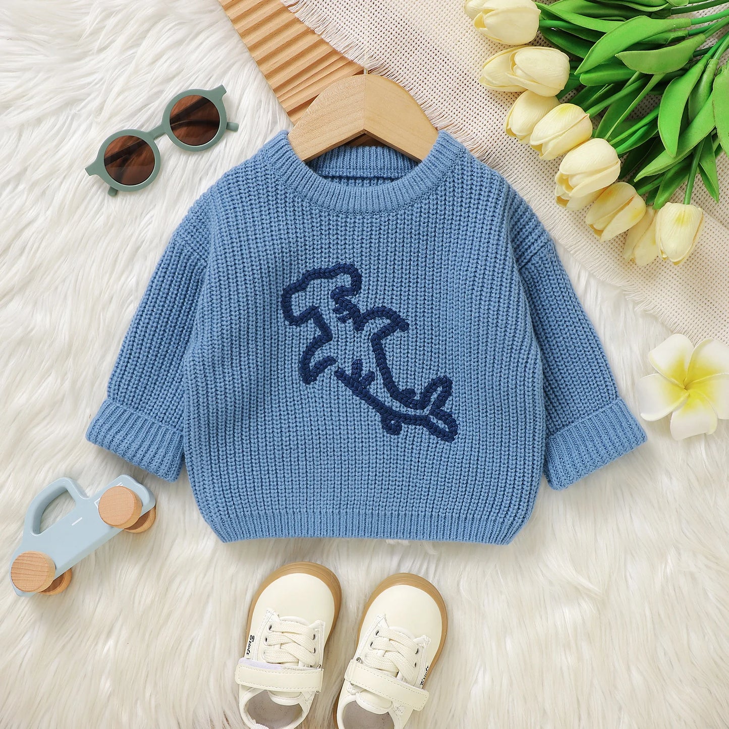 Cartoon Embroidery Baby Sweater