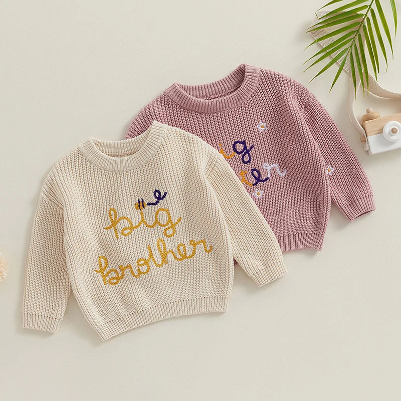 Big Brother Big Sister Embroidery Baby Sweater