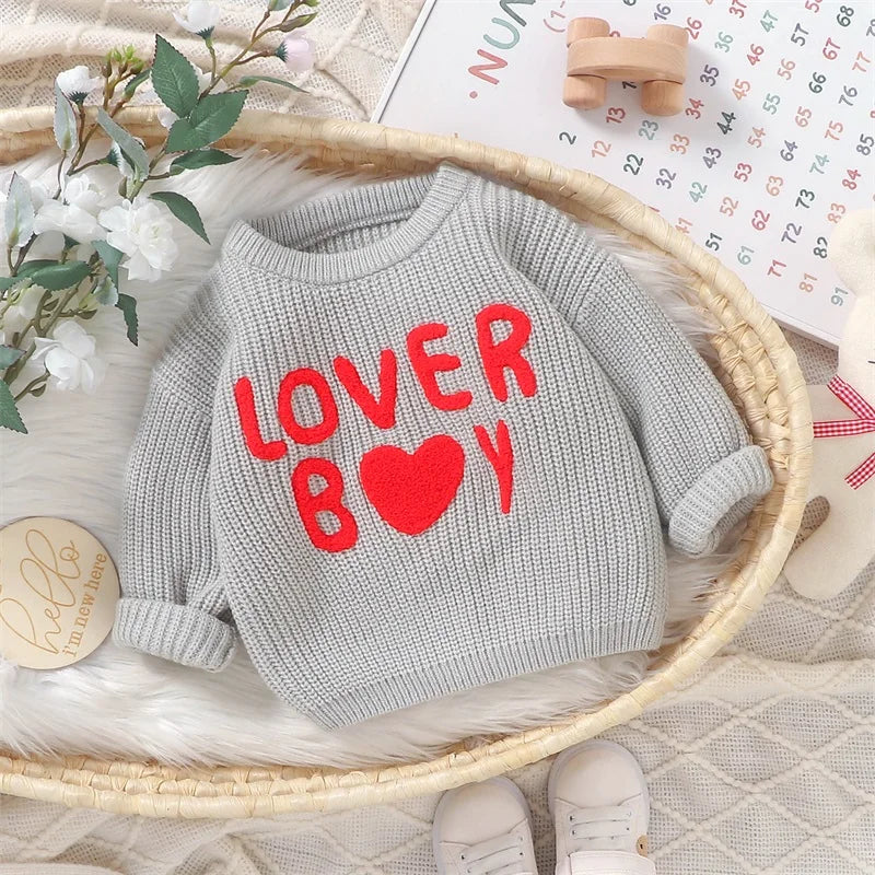 Lover Boy Letter Embroidery Sweater