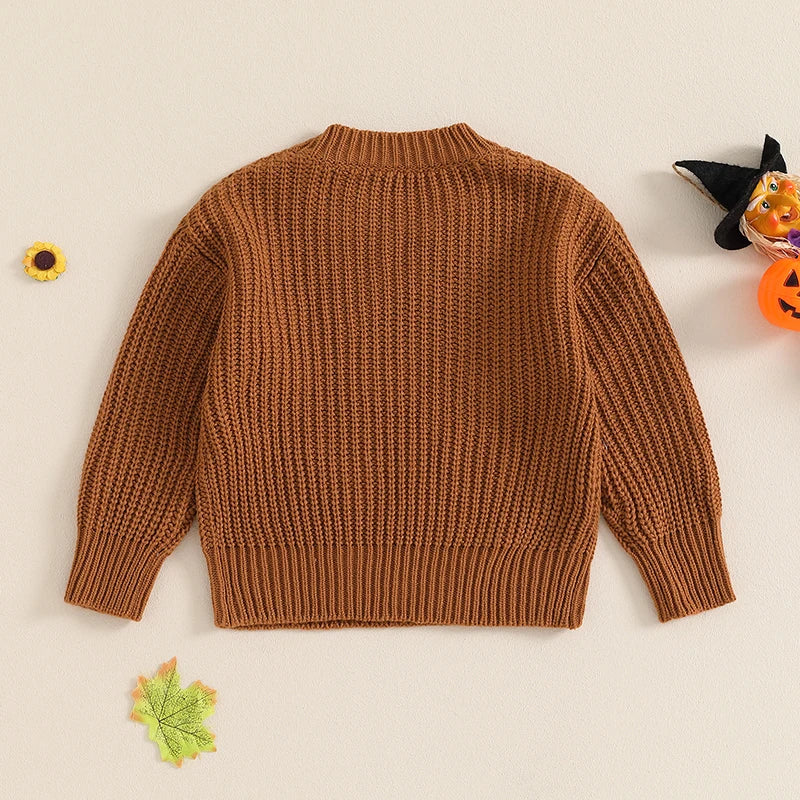 Halloween Embroidered Pumpkin Baby Sweater