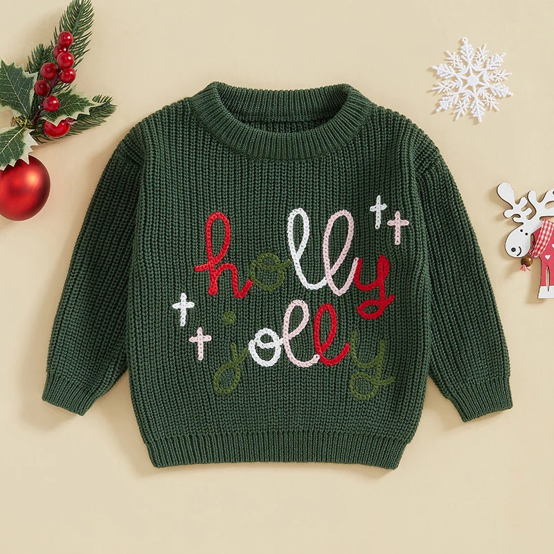 Christmas Holly Jolly Long Sleeve Knitting Sweater