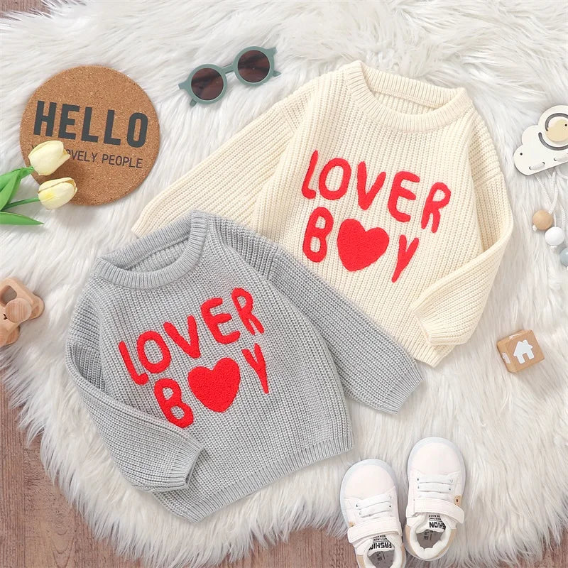 Lover Boy Letter Embroidery Sweater