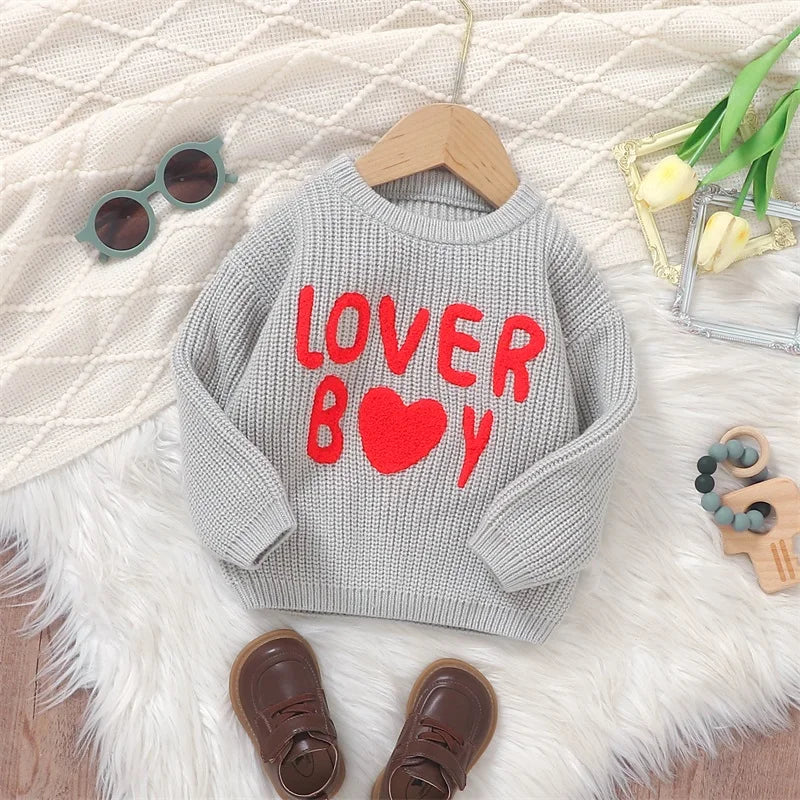 Lover Boy Letter Embroidery Sweater