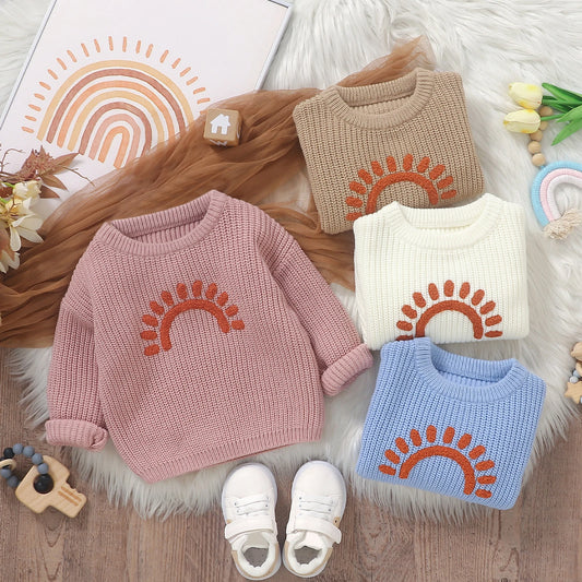 Sun Embroidery Baby Sweater