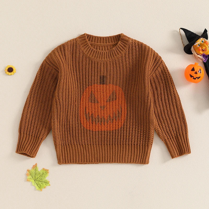 Halloween Embroidered Pumpkin Baby Sweater