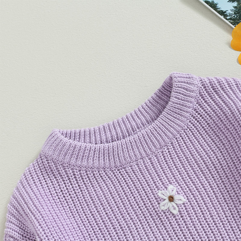 Flower Embroidery Baby Sweater