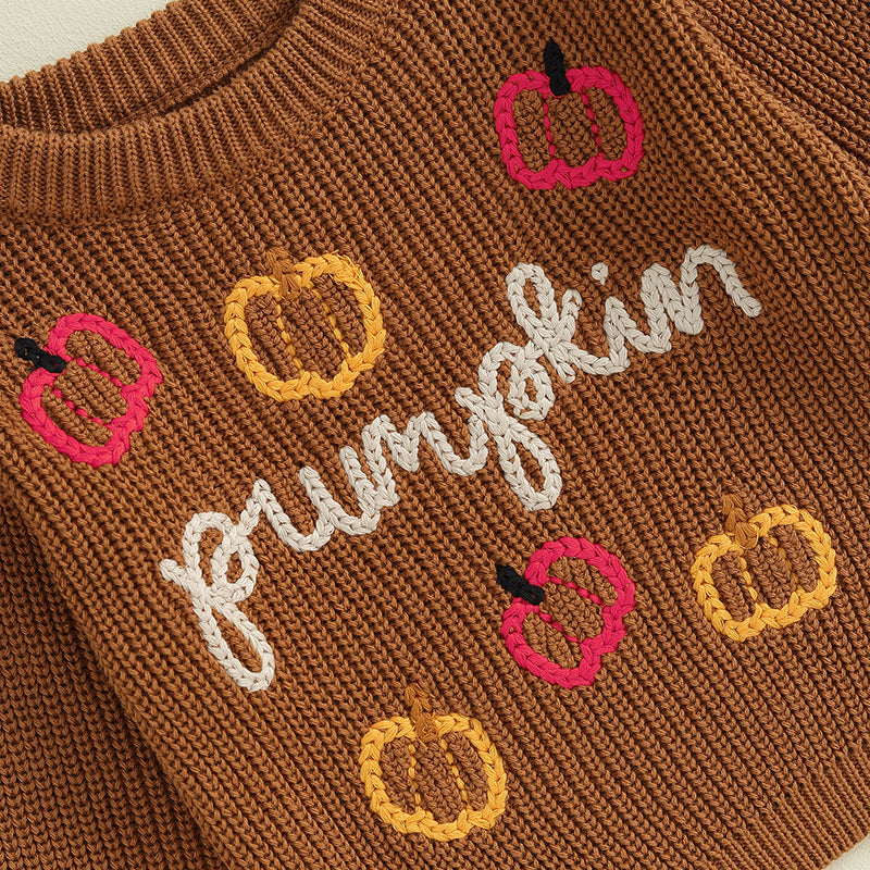 Halloween Pumpkin Embroidery Sweater