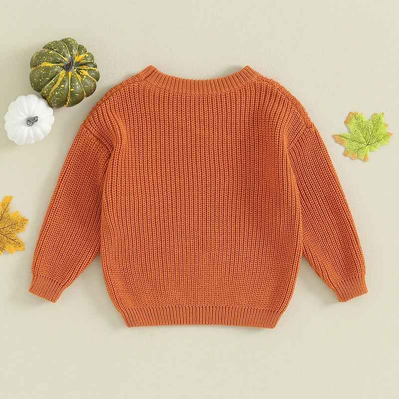 Halloween Pumpkin Embroidery Sweater