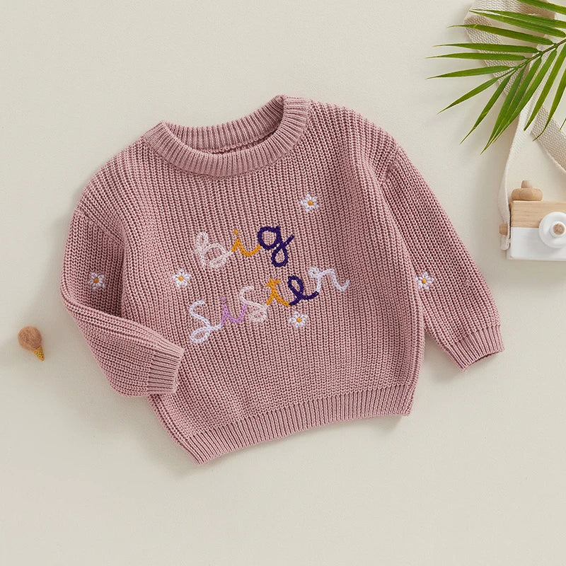 Big Brother Big Sister Embroidery Baby Sweater