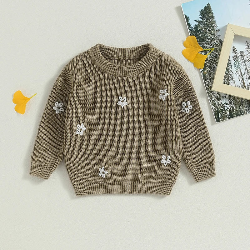 Flower Embroidery Baby Sweater