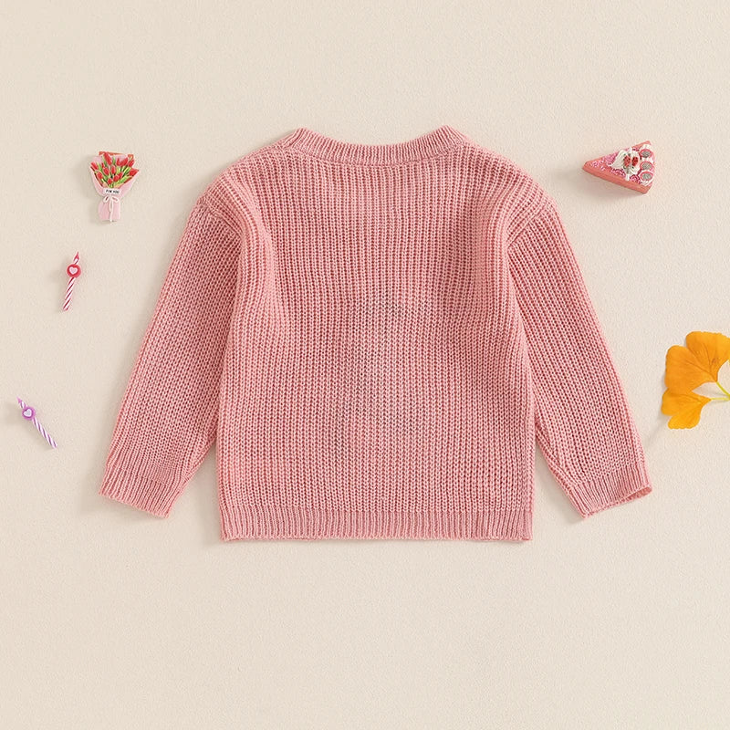 Flower Embroidery Birthday Baby Sweater