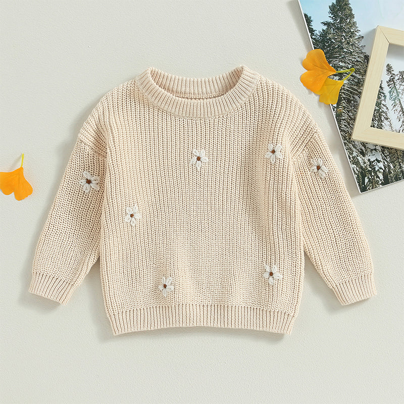 Flower Embroidery Baby Sweater