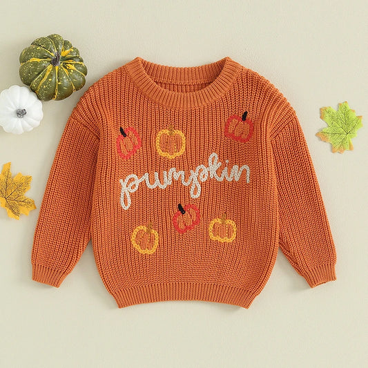 Halloween Pumpkin Embroidery Sweater