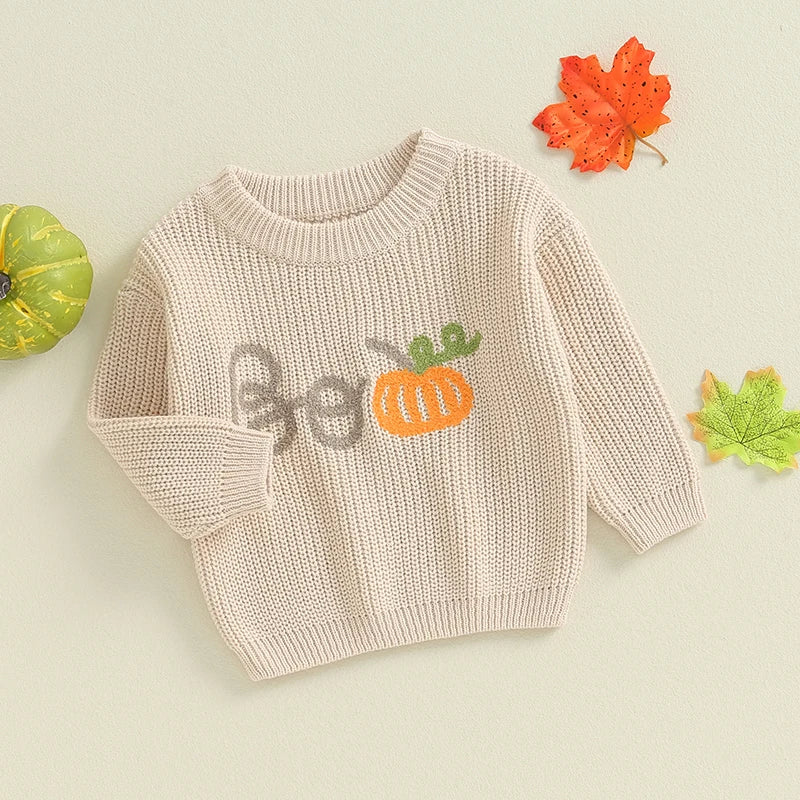 Embroidered Boo Pumpkin Halloween Baby Sweater