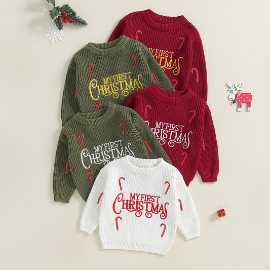 Merry Christmas Embroidery Baby Sweater