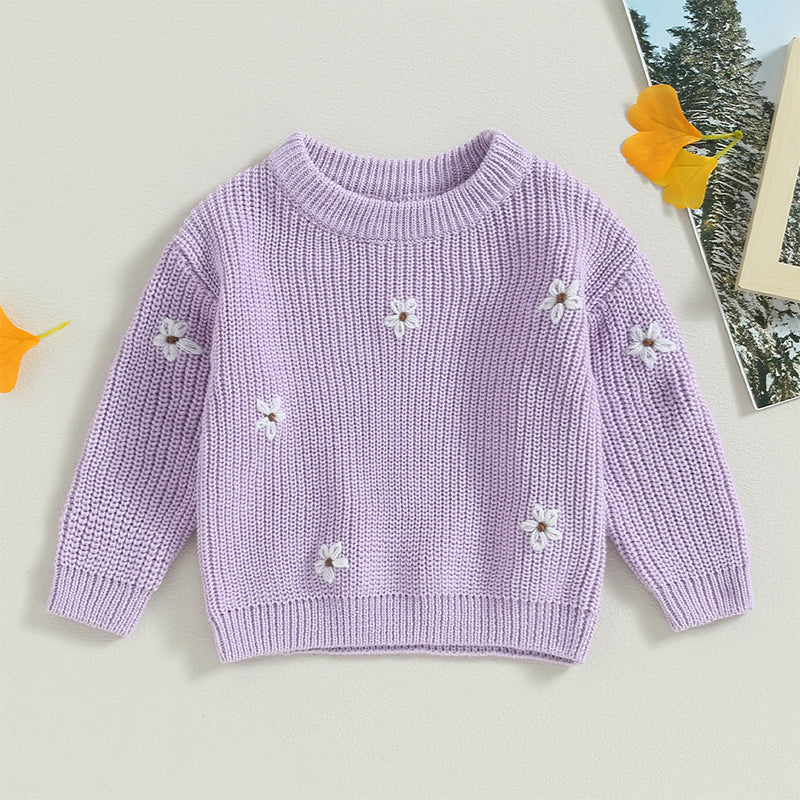 Flower Embroidery Baby Sweater