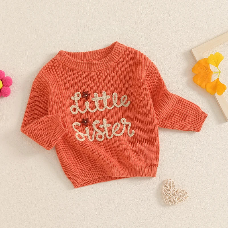 Little Sister Floral Embroidery Baby Sweater