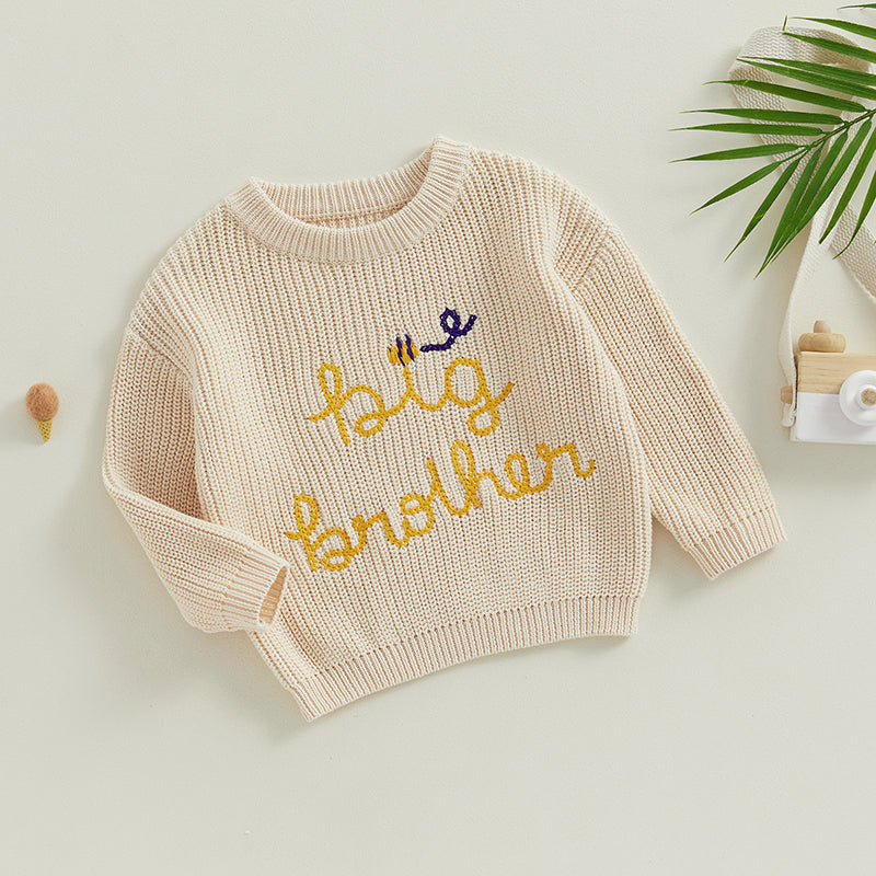 Big Brother Big Sister Embroidery Baby Sweater