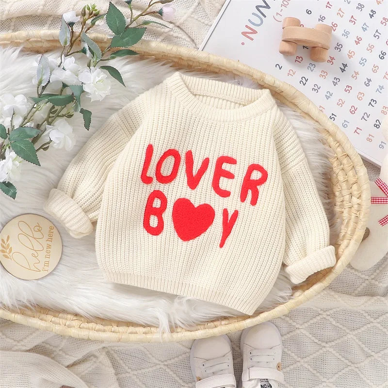 Lover Boy Letter Embroidery Sweater